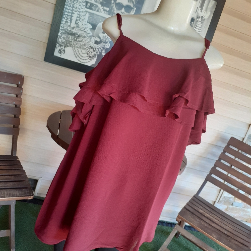 She+Sky Off the Shoulder Ruffle Sleeve Blouse 1XL